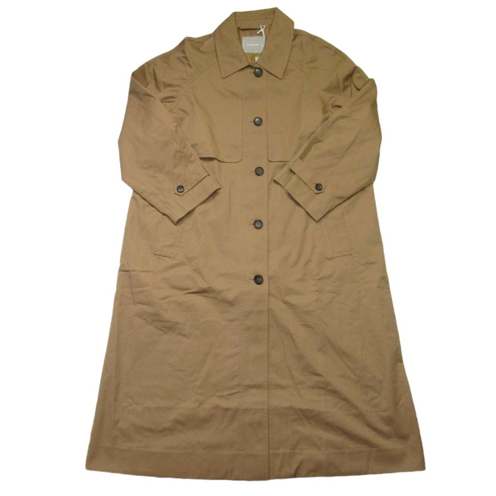 Everlane The Long Mac Coat in Toasted Coconut Brown Cotton Maxi Trench S